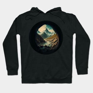 Mountains and Travel rounded graphic design Hoodie